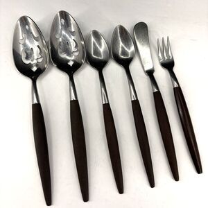American Tempo MCM Various Piece Flatware/Serving Composite Wood Stainless Japan